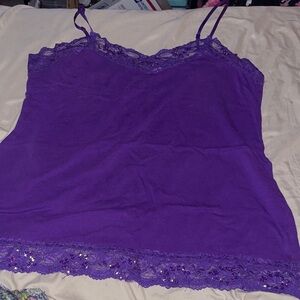 Deb Purple Lace Trim Camisole Tank Top